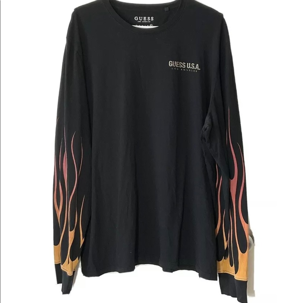 Guess mens long sleeve graphic shirt biker